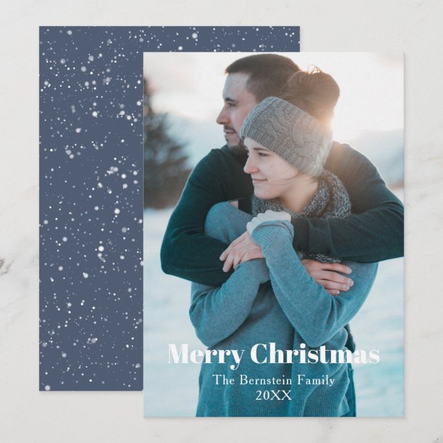 Oh Joy Photo Blue Snowy Christmas Holiday Card (Front/Back)
