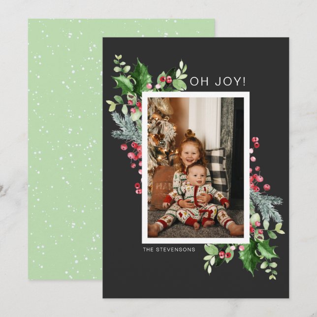 Oh Joy Photo Watercolor Christmas Greeting Card (Front/Back)