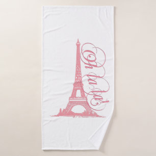 Oh La La - Eiffel Tower Paris France Bath Towel