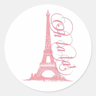 Oh La La - Eiffel Tower Paris France Classic Round Sticker