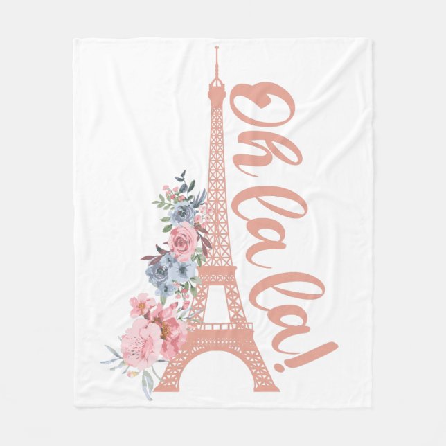 Oh La La - Eiffel Tower Paris France Fleece Blanket (Front)
