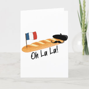 Oh La La - French Baguette - Funny Francophile Holiday Card