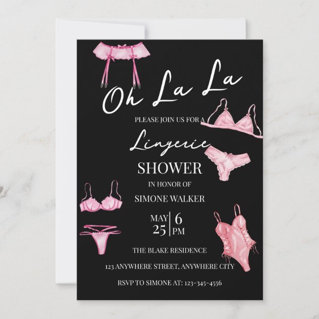 Oh La La Lingerie Bridal Shower Invitation (Front)