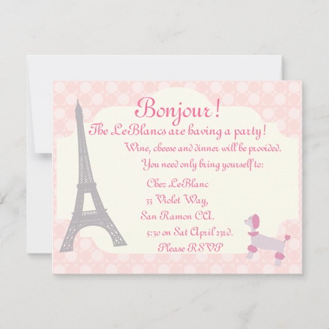 Oh la La Parisian themed invite (Front)