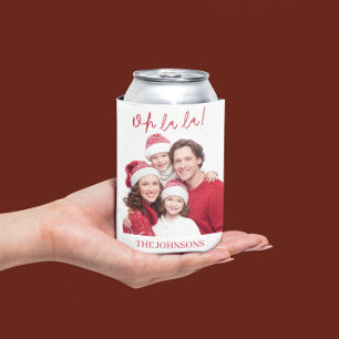 Oh La La Personalized Photo Christmas Can Cooler