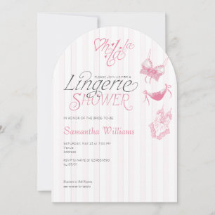 Oh La La Preppy Pink Lace Lingerie Bridal Shower Invitation