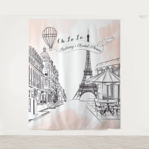 Oh La Paris backdrop pink french bridal banner Tapestry