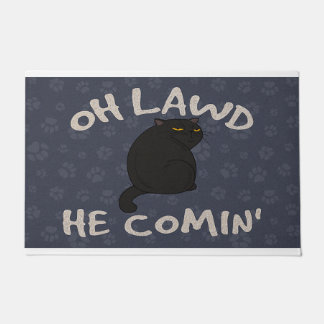 Oh Lawd He Comin Cat Lover, black Cat Doormat