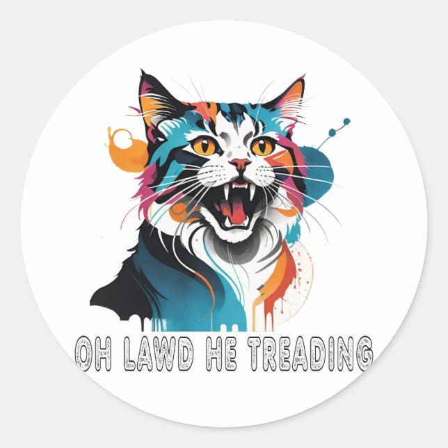 Oh lawd He Treading Classic Round Sticker (Front)