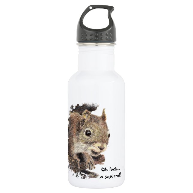 Oh look... a squirrel! Attention Humour 532 Ml Water Bottle (Front)