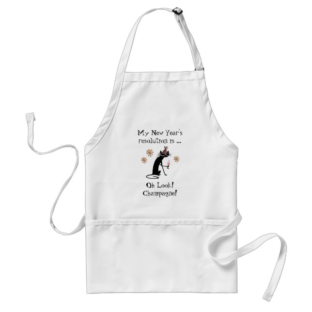 Oh Look! Champagne! New Year's Cat Standard Apron (Front)