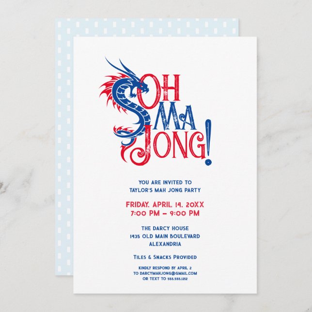 Oh Mah Jong! | Mah-Jongg Invitation (Front/Back)