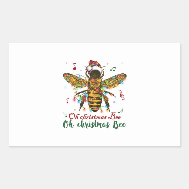 Oh Merry Christmas Bee Gifts Rectangular Sticker (Front)