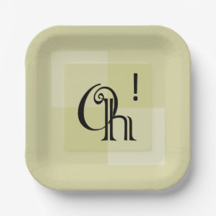 Oh! Modern Expressive Typography Square Paper Plate