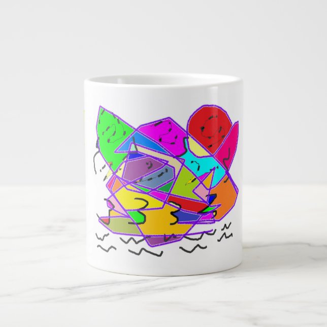 Oh my art message with picture painted large coffee mug (Front)
