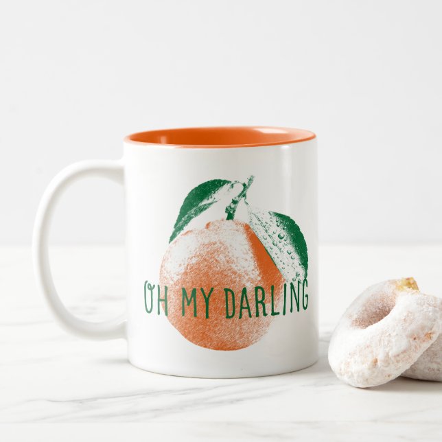 Oh My Darling Clementine Two-Tone Coffee Mug (With Donut)