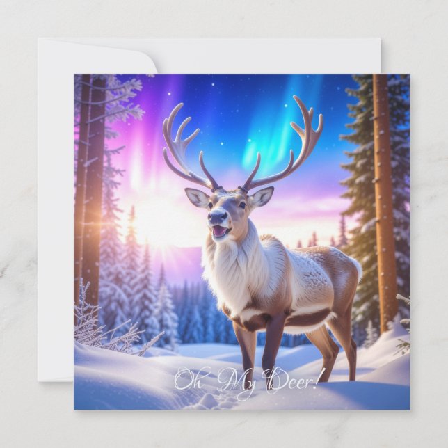 OH MY DEER - Christmas Reindeer Holiday Card (Front)