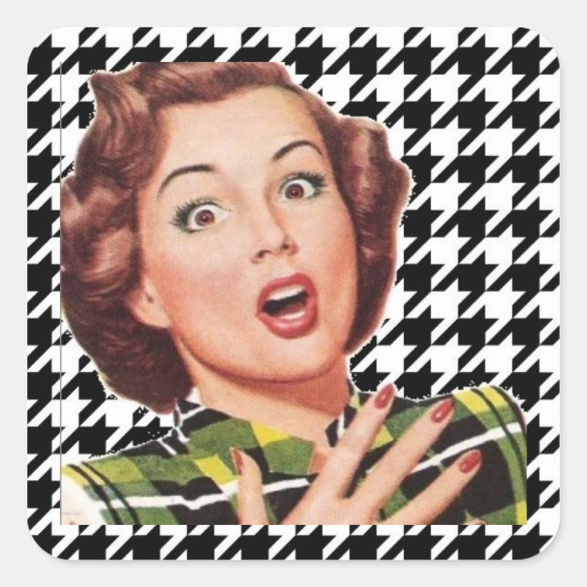 "OH, MY!" Fifties Housewife Houndstooth Stickers (Front)