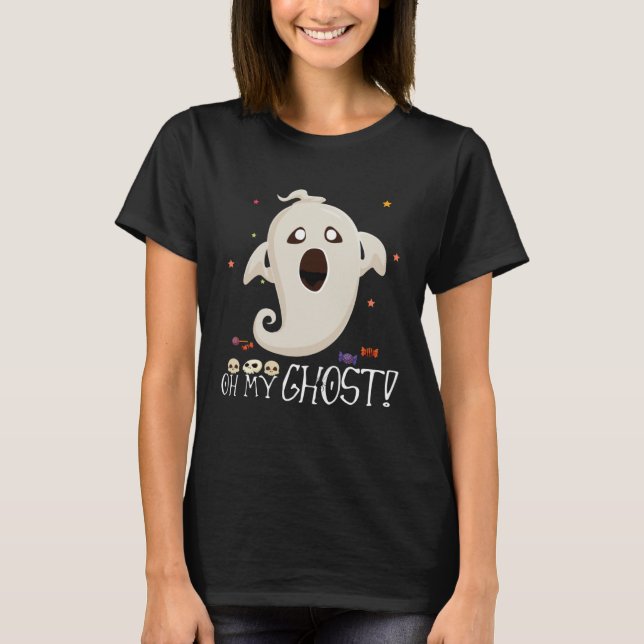 Oh My Ghost God  Halloween Surprised Ghost T-Shirt (Front)