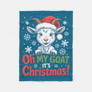 Oh My Goat It's Christmas Cartoon Farm Animal Outf Fleece Blanket