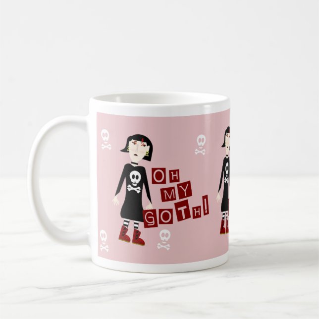 Oh My Goth Funny Gloomy Girl Character Coffee Mug (Left)