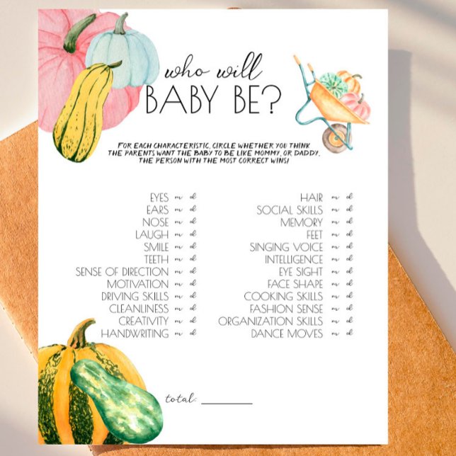Oh My Gourd! - Baby Shower Who Will Baby Be? Game (Creator Uploaded)