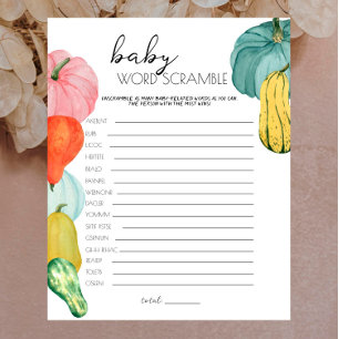 Oh My Gourd! - Baby Shower Word Scramble Game
