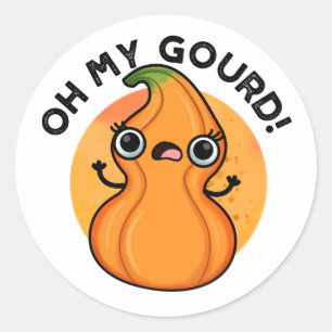 Oh My Gourd Funny Veggie Pun Classic Round Sticker