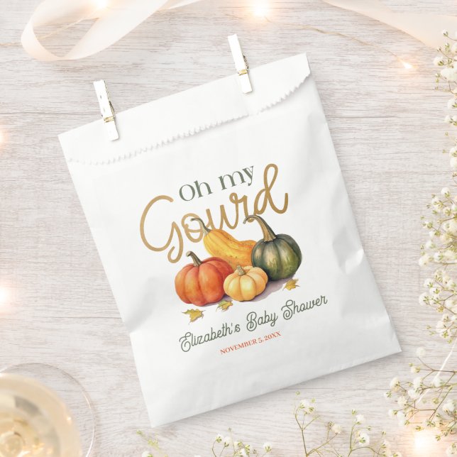 Oh My Gourd Little Pumpkin Baby Shower Favour Bags (Clipped)