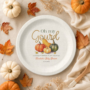 Oh My Gourd Little Pumpkin Baby Shower Paper Plate