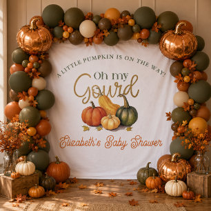 Oh My Gourd Pumpkin Baby Shower Fabric Backdrop Tapestry