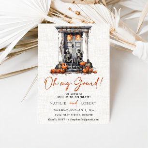 Oh My Gourd Pumpkin Skeleton Housewarming Party Invitation