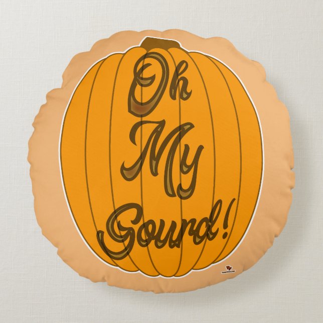 Oh My Gourd Seasonal Pumpkin Fun Toon Round Cushion (Front)
