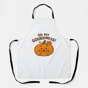 Oh My Gourdness! – Surprised Pumpkin Kawaii Art Cl Apron