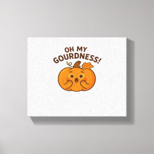 Oh My Gourdness! – Surprised Pumpkin Kawaii Art Cl Canvas Print
