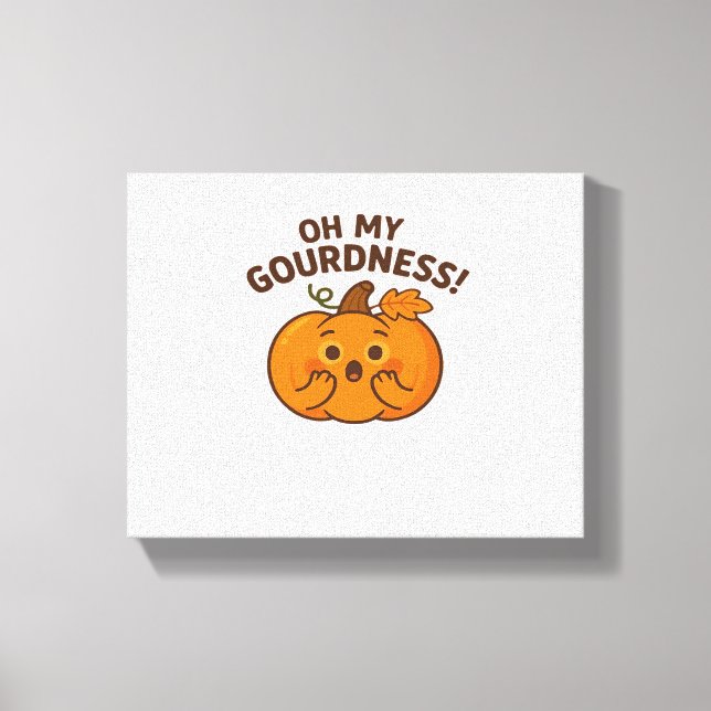 Oh My Gourdness! – Surprised Pumpkin Kawaii Art Cl Canvas Print (Front)