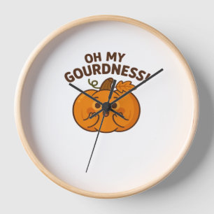 Oh My Gourdness! – Surprised Pumpkin Kawaii Art Cl Clock