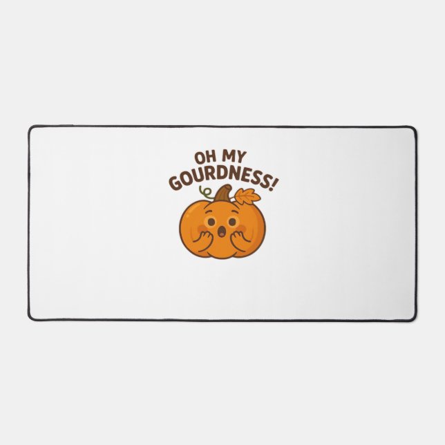 Oh My Gourdness! – Surprised Pumpkin Kawaii Art Cl Desk Mat (Front)