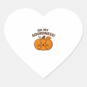 Oh My Gourdness! � Surprised Pumpkin Kawaii Art Cl Heart Sticker