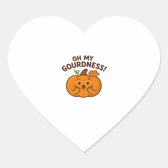 Oh My Gourdness! � Surprised Pumpkin Kawaii Art Cl Heart Sticker (Front)