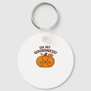 Oh My Gourdness! � Surprised Pumpkin Kawaii Art Cl Key Ring