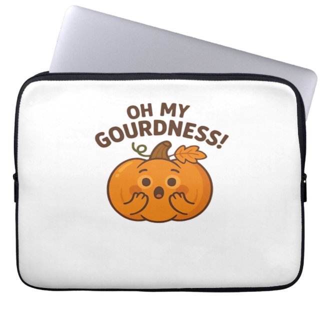 Oh My Gourdness! – Surprised Pumpkin Kawaii Art Cl Laptop Sleeve (Front)