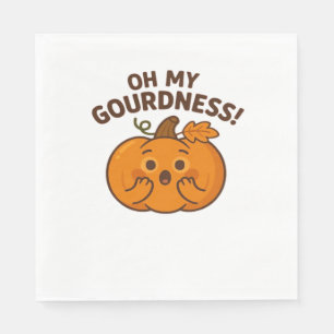 Oh My Gourdness! – Surprised Pumpkin Kawaii Art Cl Napkin