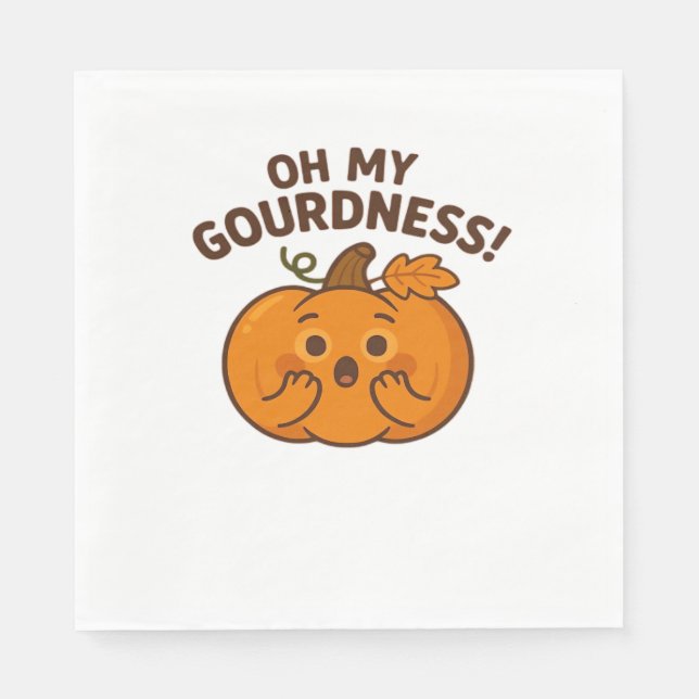 Oh My Gourdness! – Surprised Pumpkin Kawaii Art Cl Napkin (Front)