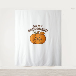 Oh My Gourdness! – Surprised Pumpkin Kawaii Art Cl Tapestry