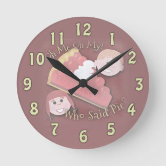 Oh My Pie Retro Kids Illustrated Slogan Round Clock