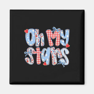 Oh My Stars 4th Of July Preppy Plaid Gingham Patch Magnet