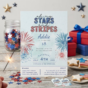 Oh My Stars and Stripes July 4th Birthday Party Invitation