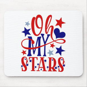Oh My Stars Fireworks 4th Of July Independence Day Mouse Mat