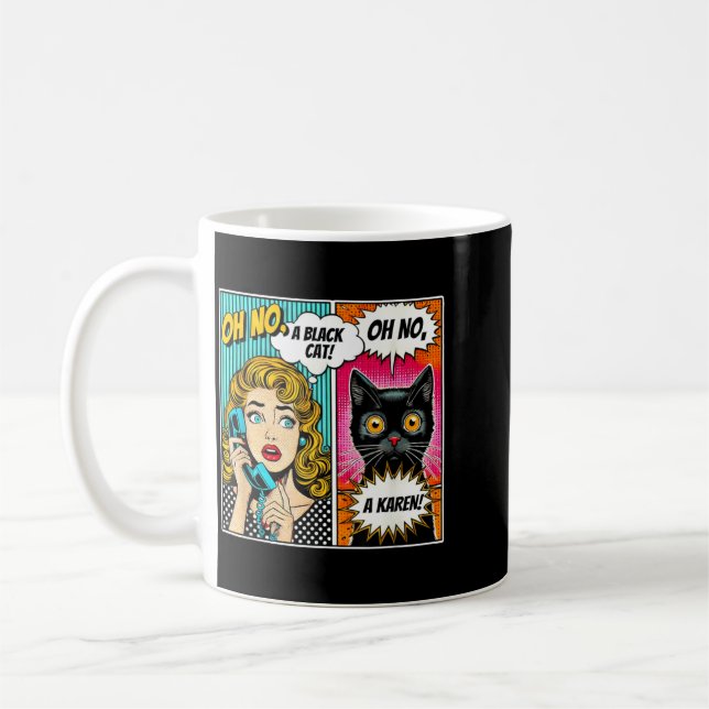 Oh No A Black Cat Funny Comic Cat Lovers Design Coffee Mug (Left)